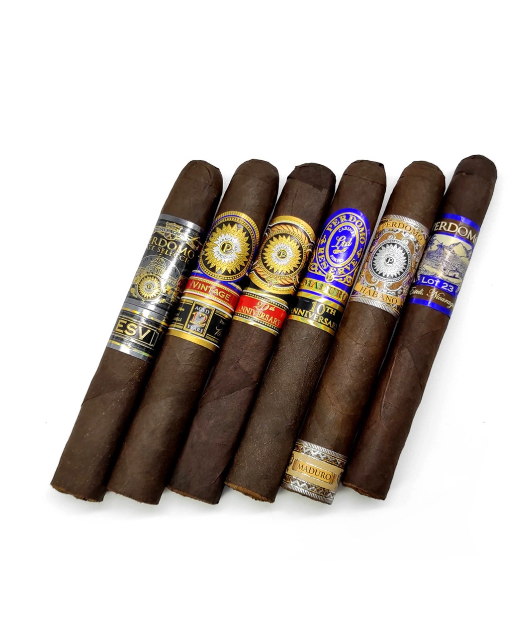 Perdomo Connoisseur Maduro Collection Sampler Box of 12 from AuCigars, premium Cuban cigar.