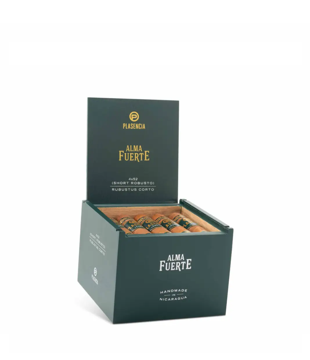 Plasencia Alma Fuerte Rubustus Corto Cigar Box of 20 close-up from AuCigars, premium Cuban cigar
