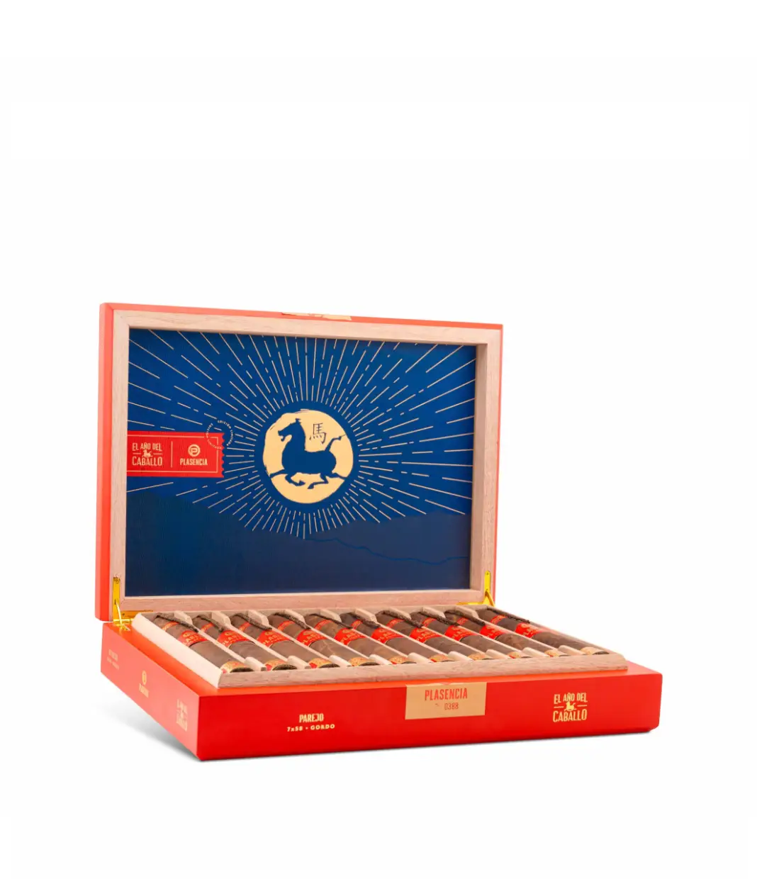 Plasencia El Ano del Caballo Year of the Horse 2026 Limited Edition Cigar Box of 10 close-up from AuCigars, premium Cuban cigar