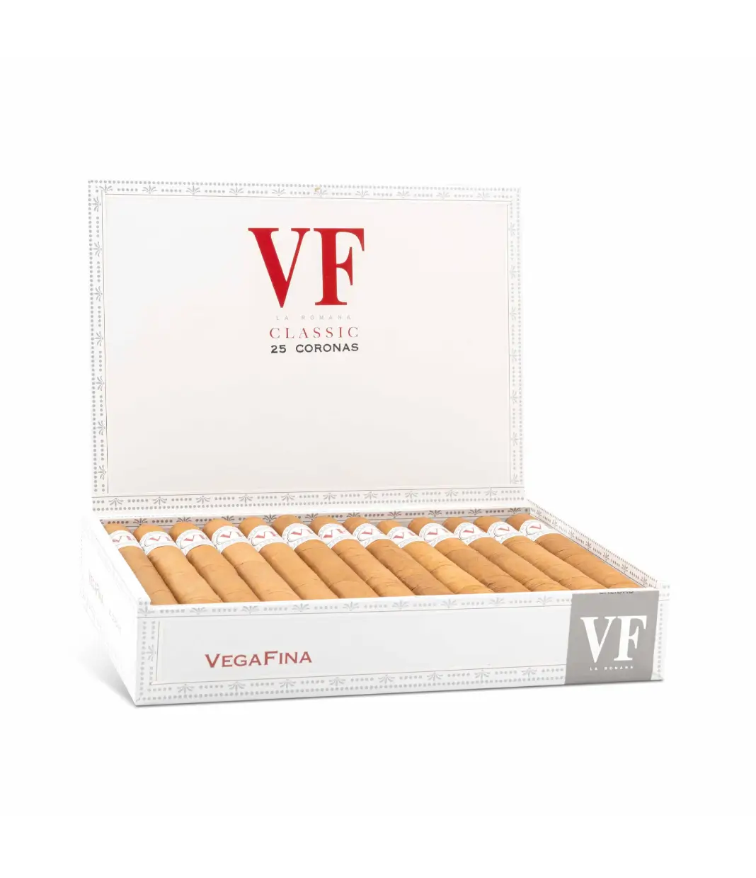 VegaFina Classic Coronas Cigar Box of 25 close-up from AuCigars, premium Cuban cigar