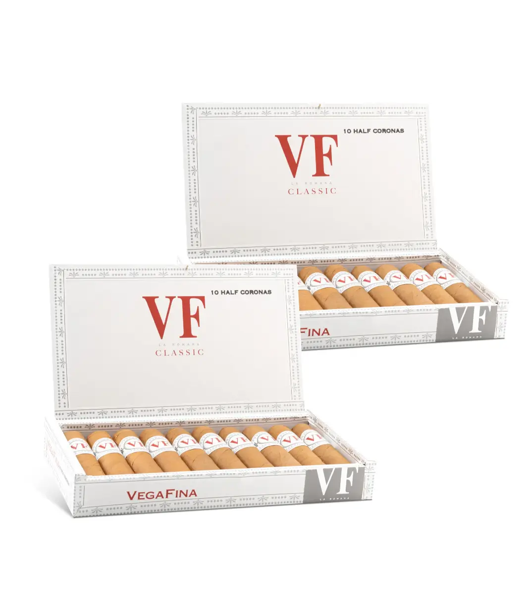 Vegafina Classic Half Corona Double Set Cigar Box of 2 X 10 close-up from AuCigars, premium Cuban cigar