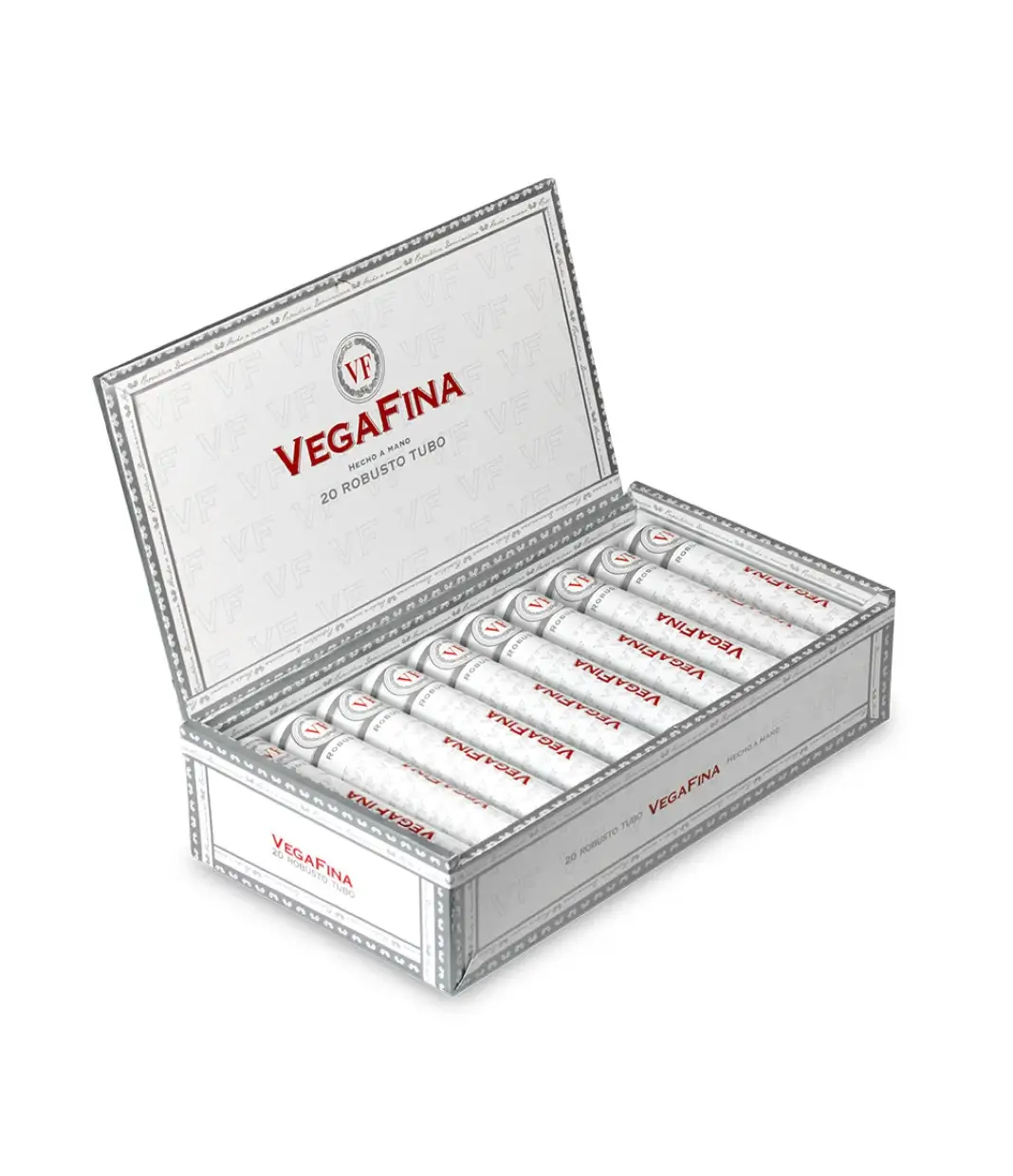 Vegafina Classic Robusto Tubo Cigar Box of 20 close-up from AuCigars, premium Cuban cigar