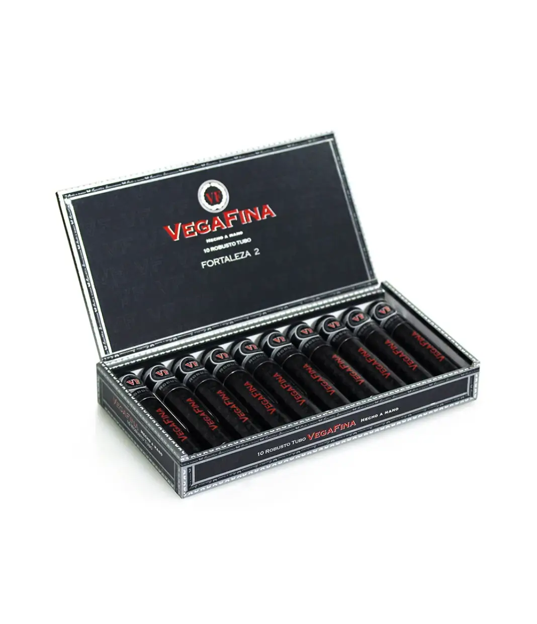 Vegafina Fortaleza 2 Robusto Tubos Cigar Box of 10 close-up from AuCigars, premium Cuban cigar