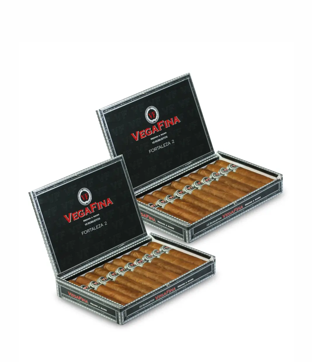 VegaFina Fortaleza 2 Robustos Double Set Cigar Box of 10 X 2 close-up from AuCigars, premium Cuban cigar