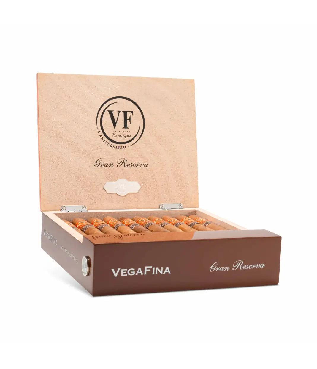 Vegafina Nicaragua Gran Reserva X Aniversario Cigar Box of 20 close-up from AuCigars, premium Cuban cigar