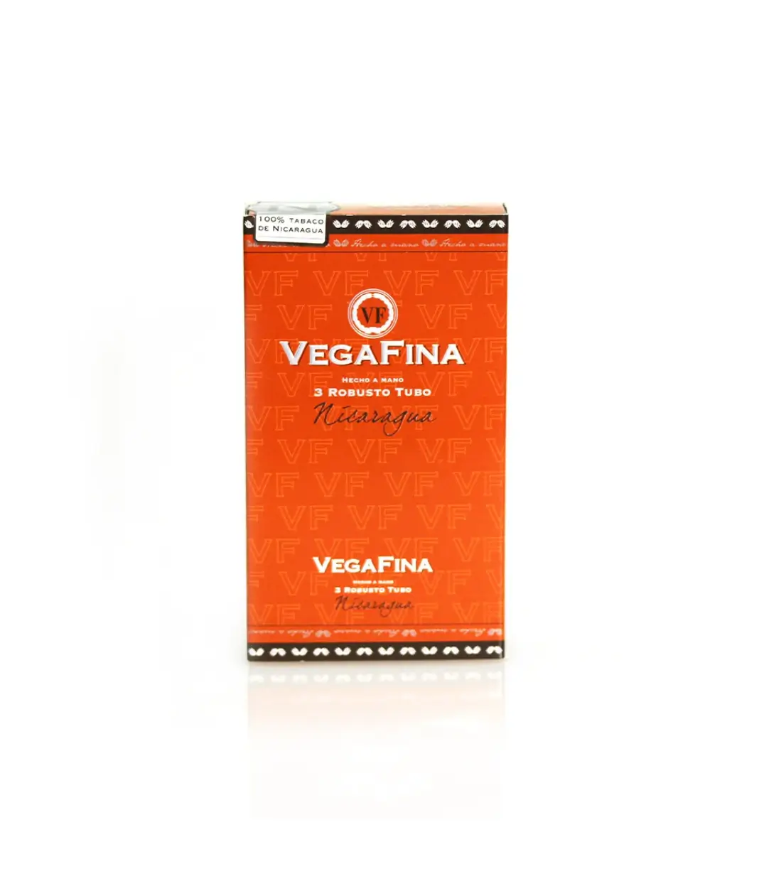 VegaFina Nicaragua Robusto Tubos Cigar Box of 5 X 3 close-up from AuCigars, premium Cuban cigar