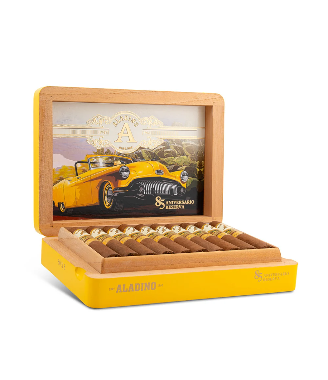 Aladino 85 Aniversario Reserva Robusto Cigar Box of 20 close-up from AuCigars, premium Cuban cigar