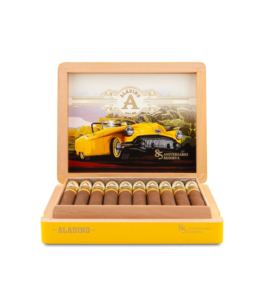 Aladino 85 Aniversario Reserva Toro Cigar Box View 3 from AuCigars, premium Cuban cigar