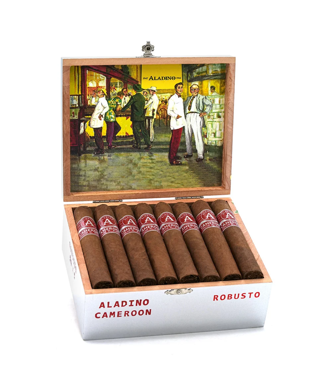 Aladino Cameroon Robusto Cigar Box of 24 close-up from AuCigars, premium Cuban cigar