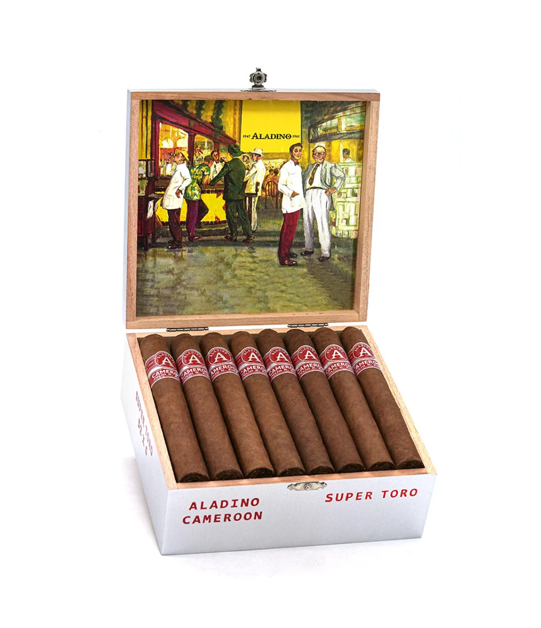 Aladino Cameroon Super Toro Cigar Box of 24 close-up from AuCigars, premium Cuban cigar