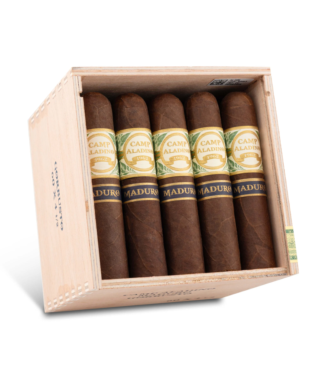 Aladino Camp Aladino Maduro Gorbusto Cigar Box of 20 close-up from AuCigars, premium Cuban cigar
