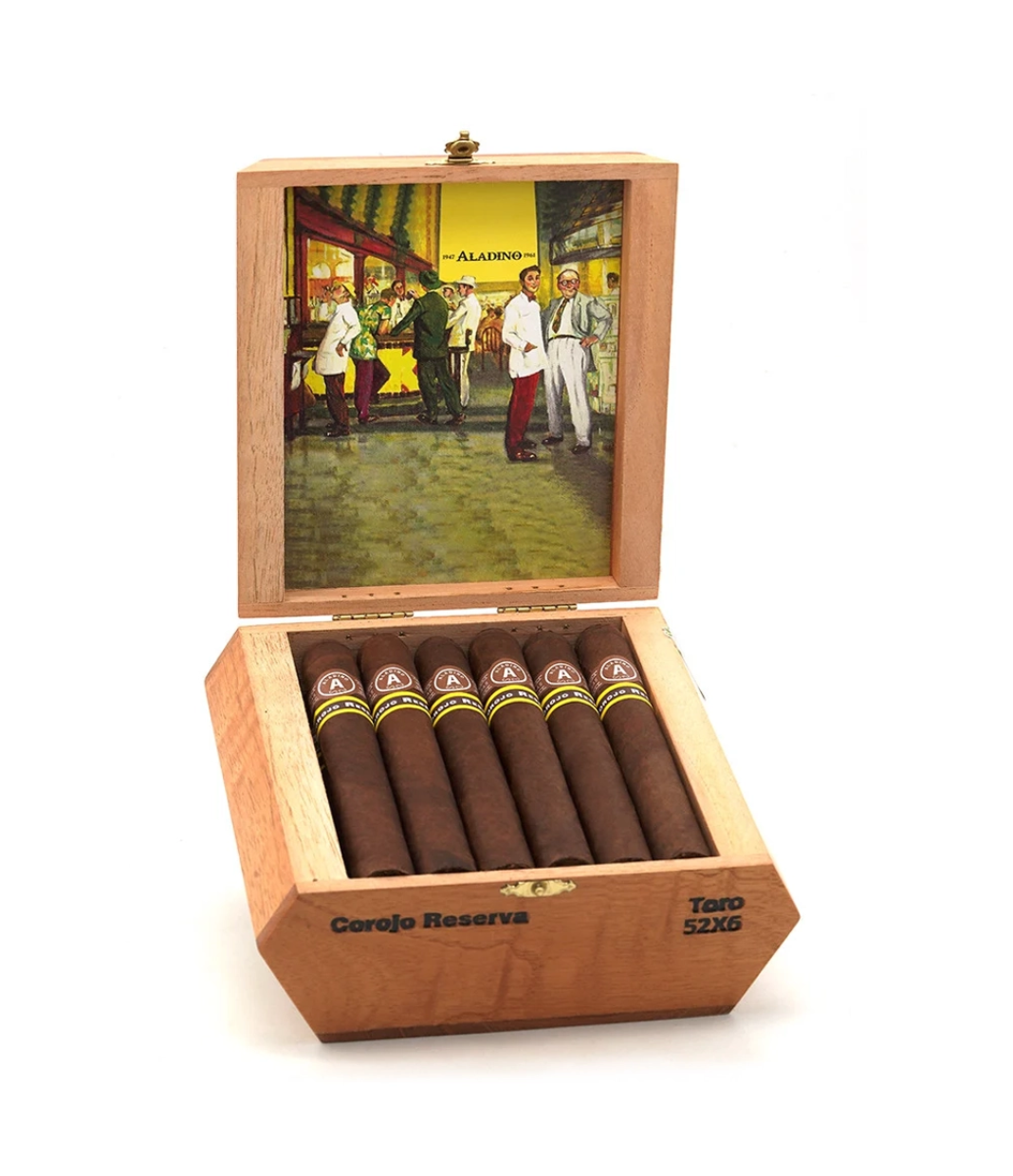 Aladino Corojo Reserva Toro Cigar Box of 20 close-up from AuCigars, premium Cuban cigar