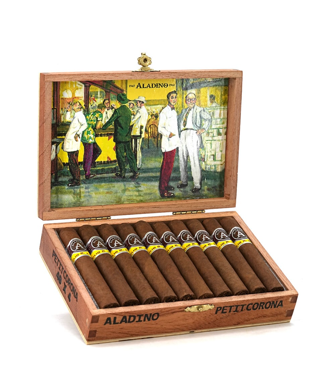 Aladino Corojo Petit Corona Cigar Box of 20 close-up from AuCigars, premium Cuban cigar