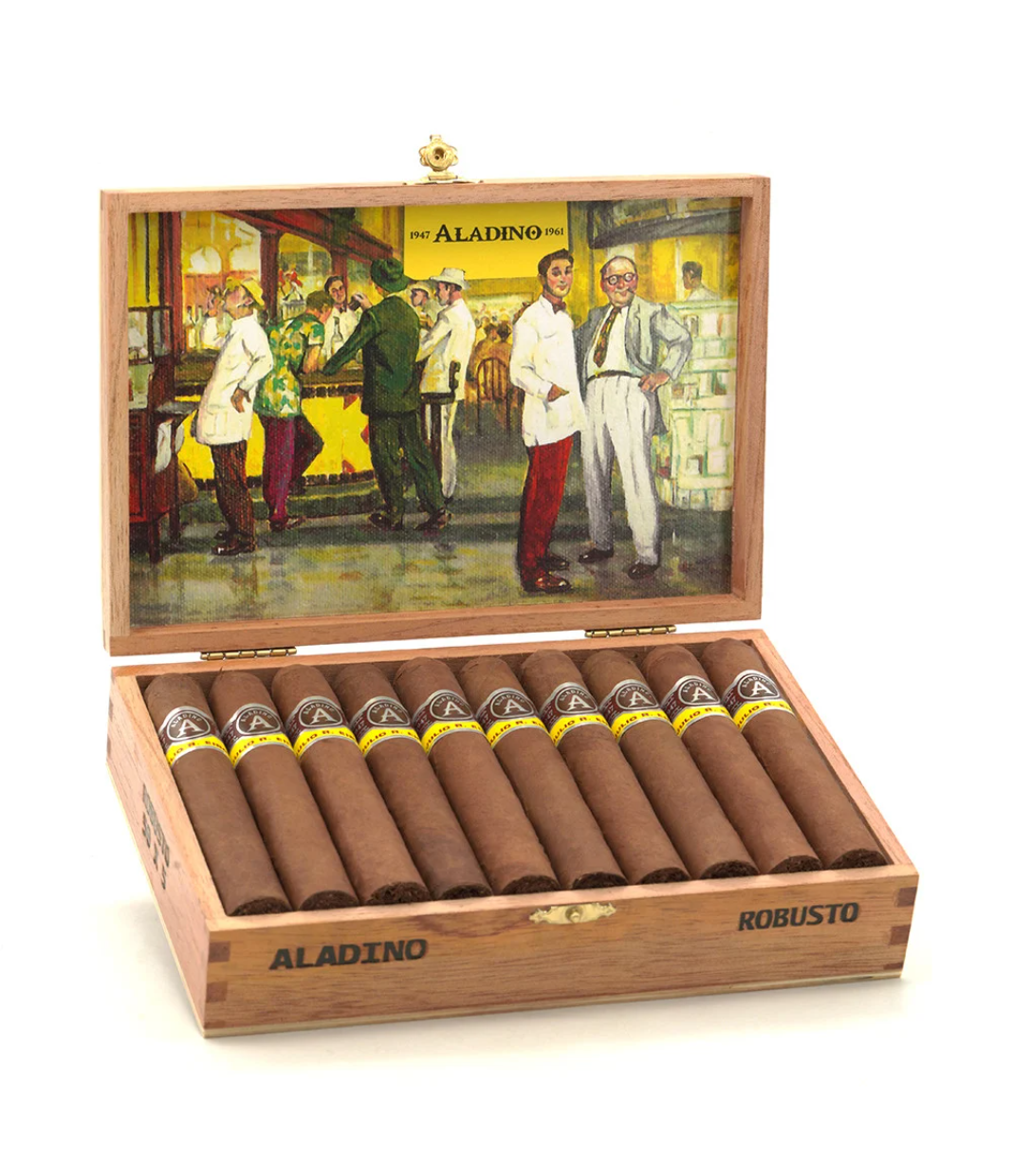 Aladino Corojo Robusto Cigar Box of 20 close-up from AuCigars, premium Cuban cigar
