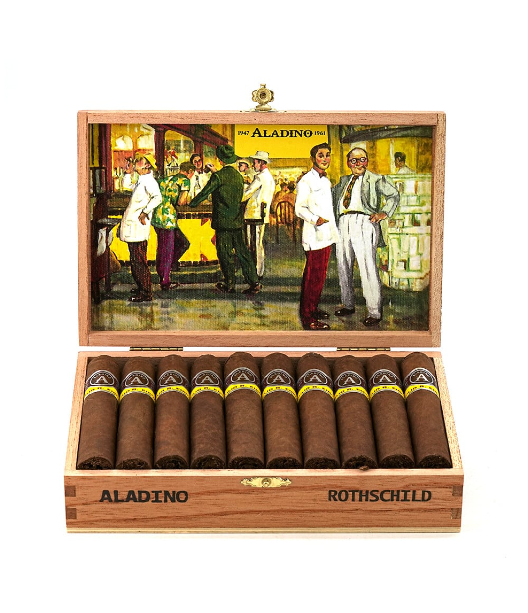 Aladino Corojo Rothschild Cigar Box View 3 from AuCigars, premium Cuban cigar