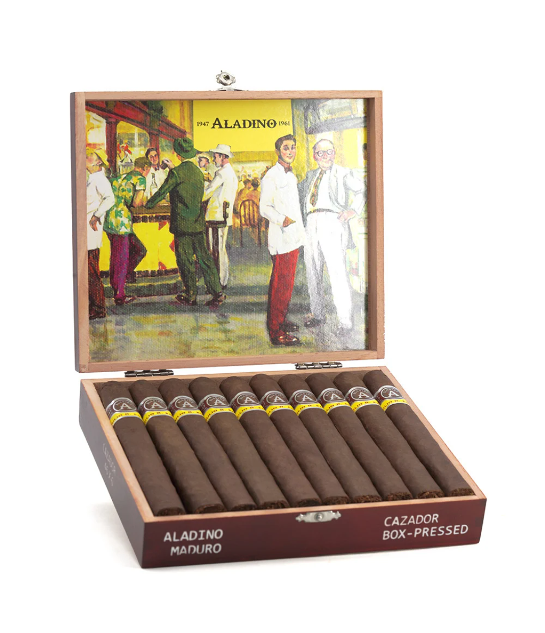 Aladino Maduro Cazador Cigar Box of 20 close-up from AuCigars, premium Cuban cigar