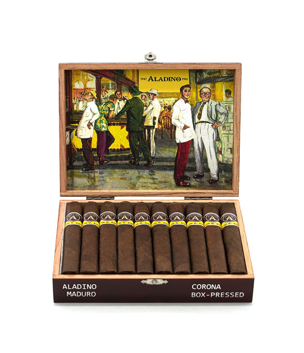 Aladino Maduro Corona Cigar Box View 3 from AuCigars, premium Cuban cigar