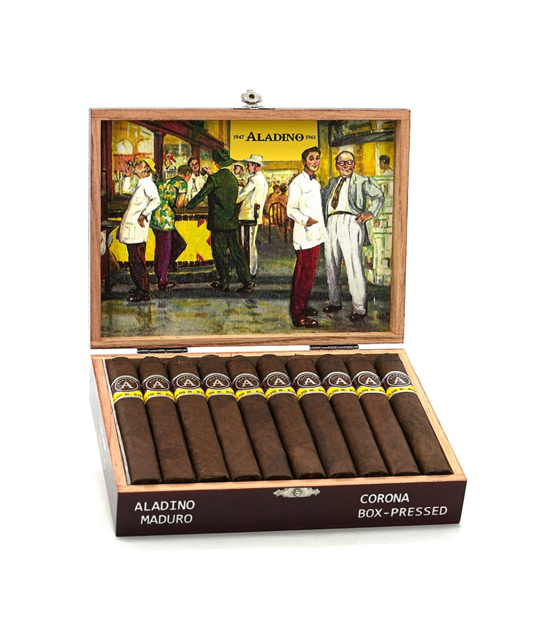 Aladino Maduro Corona Cigar Box of 20 close-up from AuCigars, premium Cuban cigar