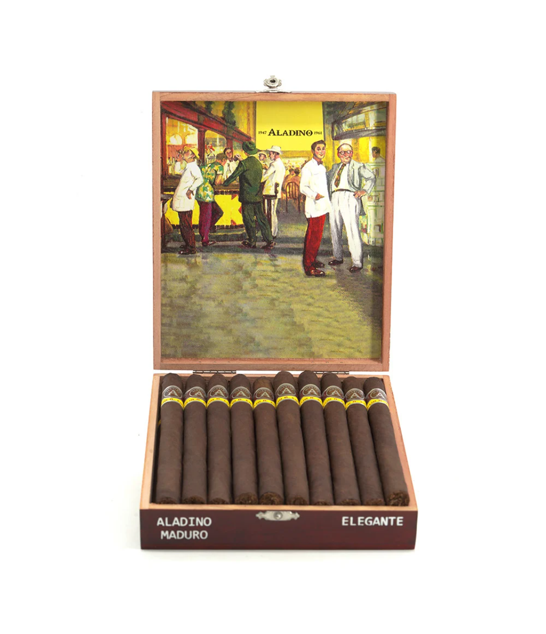 Aladino Maduro Elegante Cigar Box View 3 from AuCigars, premium Cuban cigar