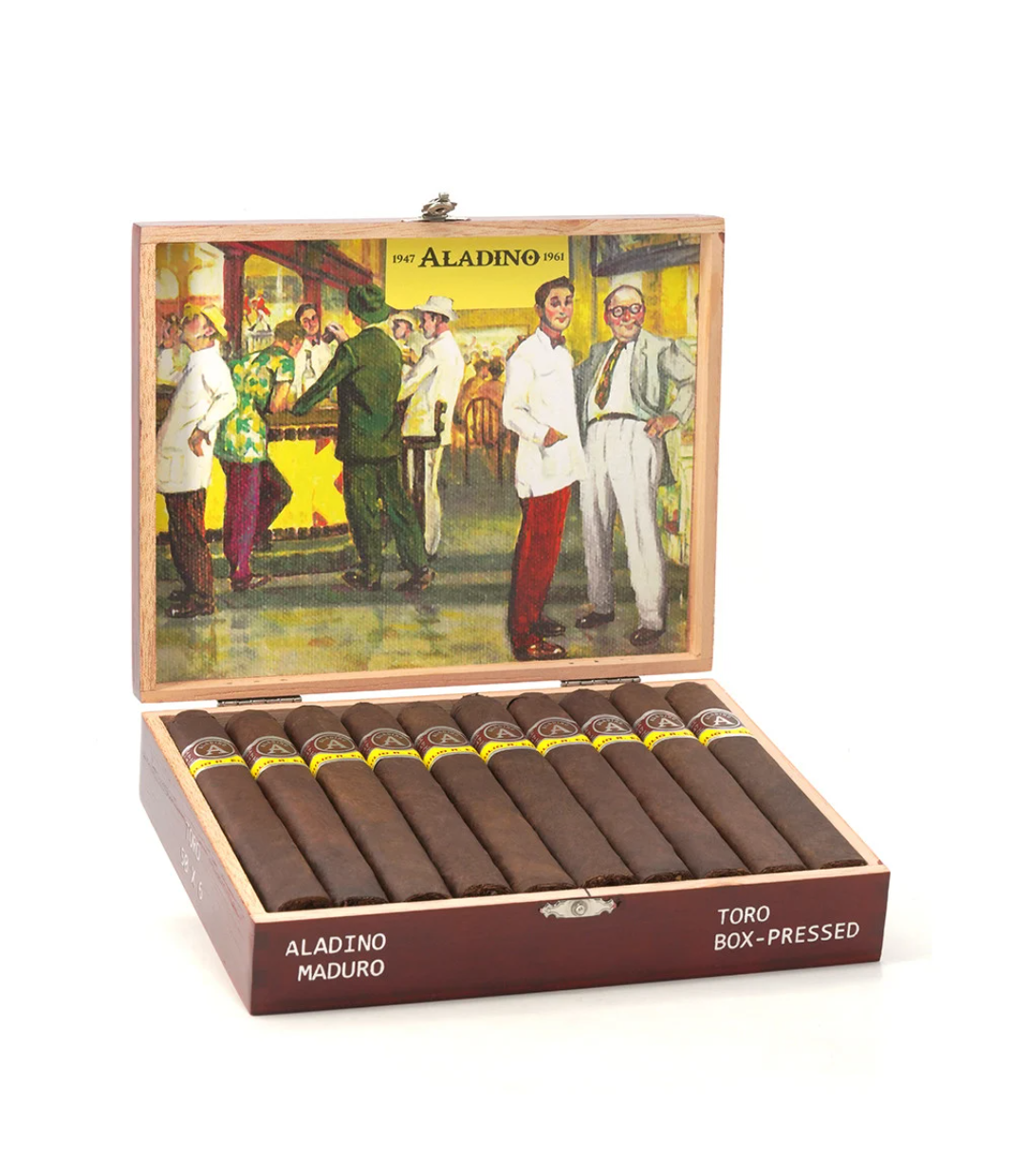 Aladino Maduro Toro Cigar Box of 20 close-up from AuCigars, premium Cuban cigar
