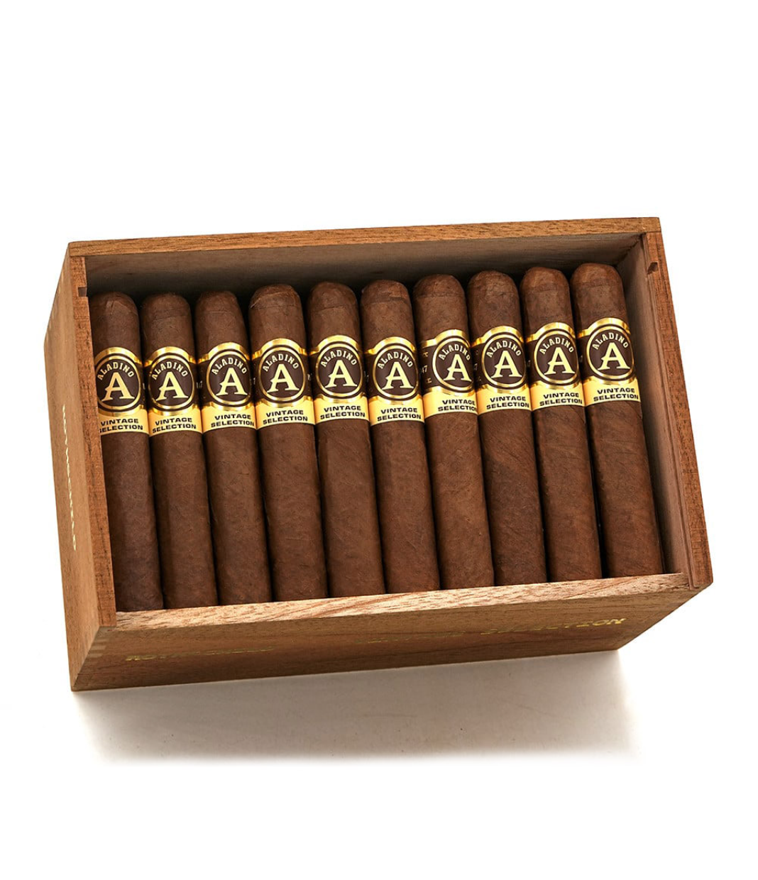 Aladino Vintage Selection Rothschild Cigar Box of 50 close-up from AuCigars, premium Cuban cigar