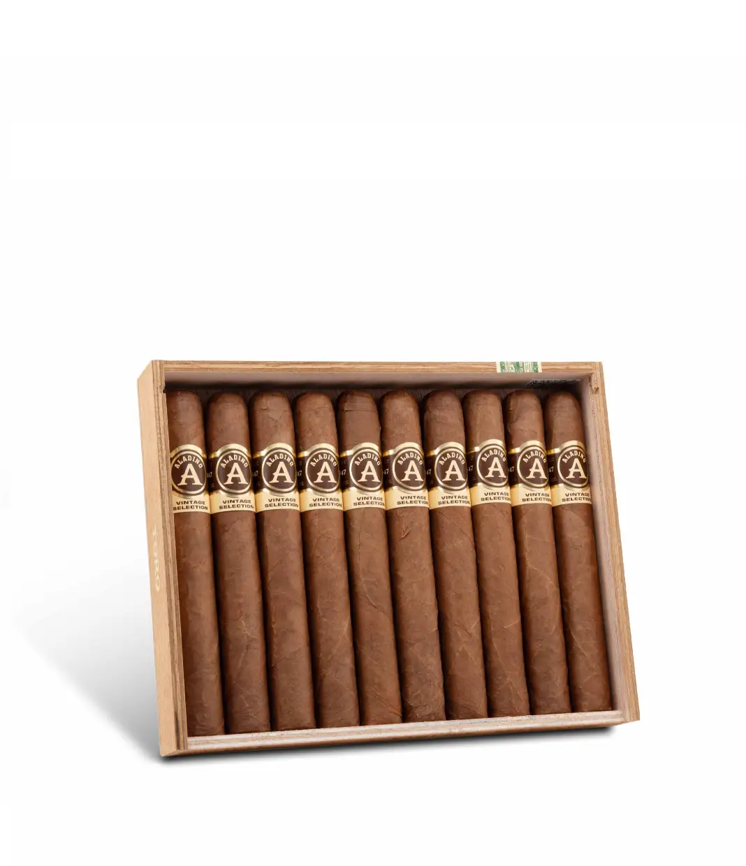 Aladino Vintage Selection Toro 10s Cigar Box of 10 close-up from AuCigars, premium Cuban cigar