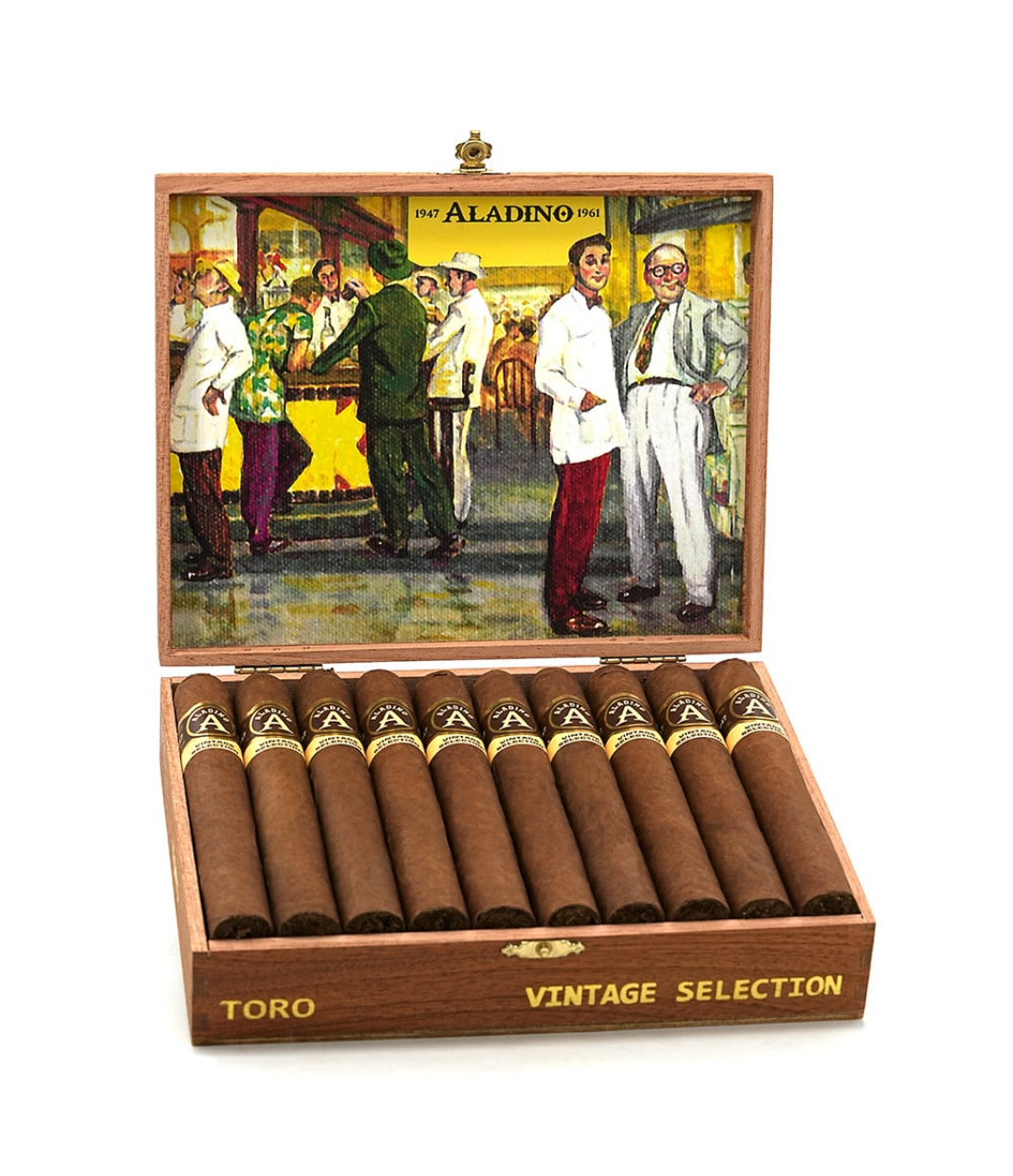 Aladino Vintage Selection Toro Cigar Box of 20 close-up from AuCigars, premium Cuban cigar