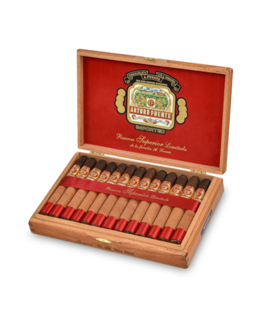 Arturo Fuente Anejo No.46 Corona Gorda Cigar Box of 25 close-up from AuCigars, premium Cuban cigar