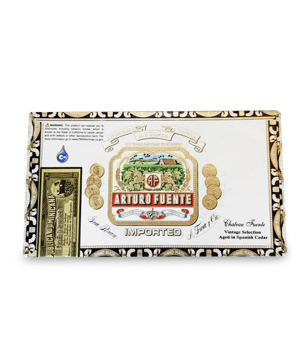 Arturo Fuente Chateau Fuente Cigar Box View 2 from AuCigars, premium Cuban cigar