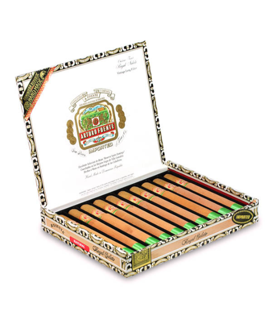 Arturo Fuente Chateau Fuente Royal Salute Natural Cigar Box of 10 close-up from AuCigars, premium Cuban cigar