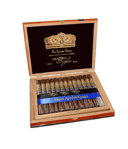 Arturo Fuente Destino Al Siglo De Passion Cigar Box of 13 close-up from AuCigars, premium Cuban cigar