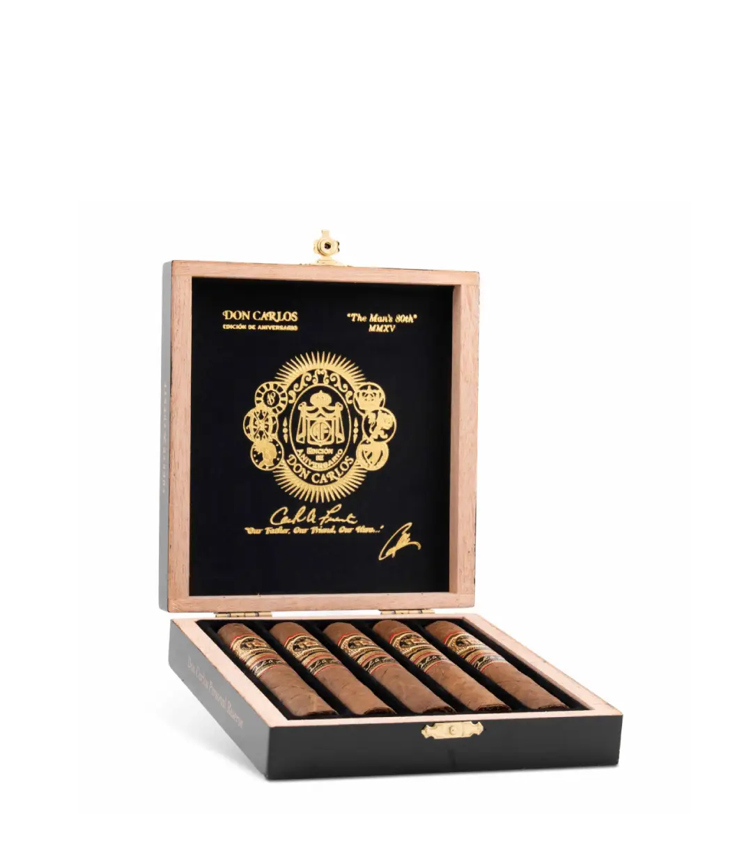 Arturo Fuente Don Carlos Personal Reserve Cigar Box of 5 close-up from AuCigars, premium Cuban cigar