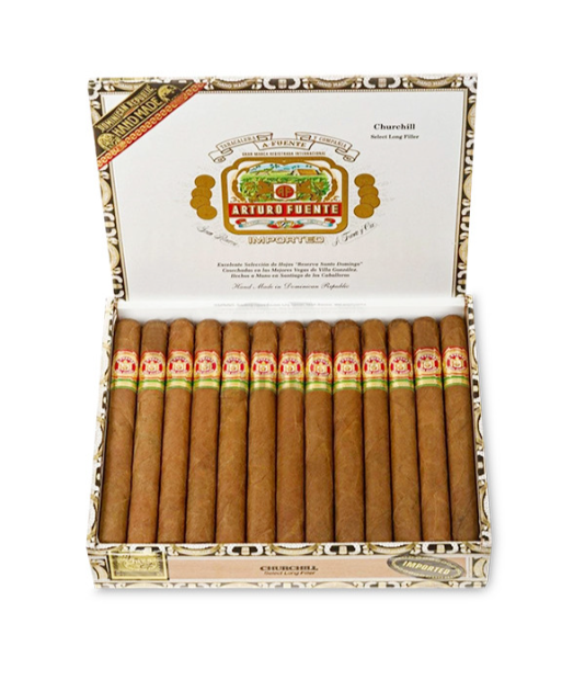 Arturo Fuente Gran Reserva Churchill Cigar Box of 25 close-up from AuCigars, premium Cuban cigar
