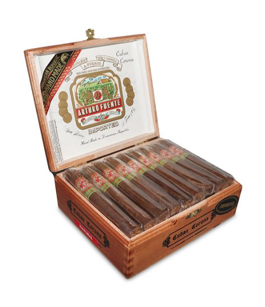 Arturo Fuente Gran Reserva Cuban Corona Cigar Box of 25 close-up from AuCigars, premium Cuban cigar