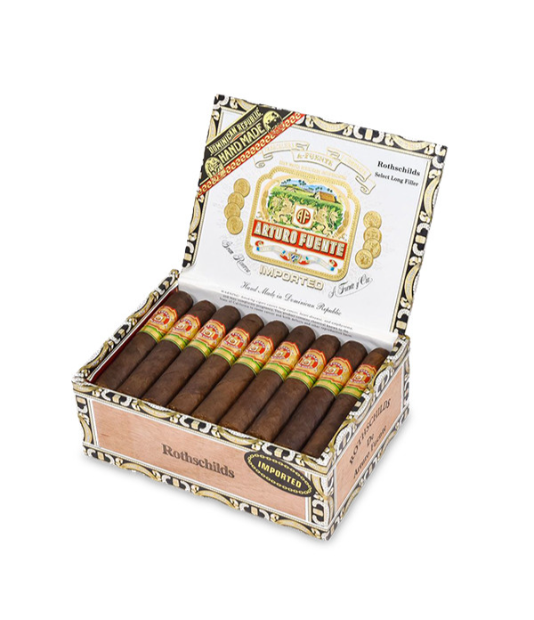 Arturo Fuente Gran Reserva Rothschilds Maduro Cigar Box of 25 close-up from AuCigars, premium Cuban cigar
