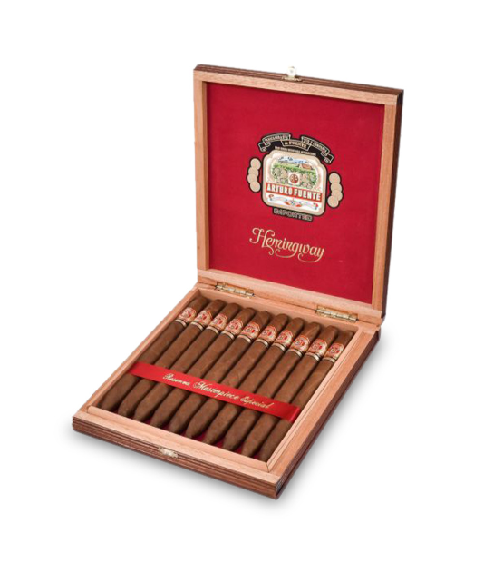 Arturo Fuente Hemingway Masterpiece Cigar Box of 10 close-up from AuCigars, premium Cuban cigar