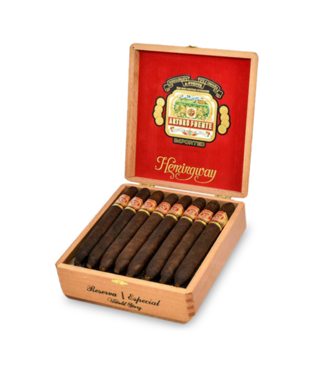 Arturo Fuente Hemingway Untold Story Cigar Box of 25 close-up from AuCigars, premium Cuban cigar