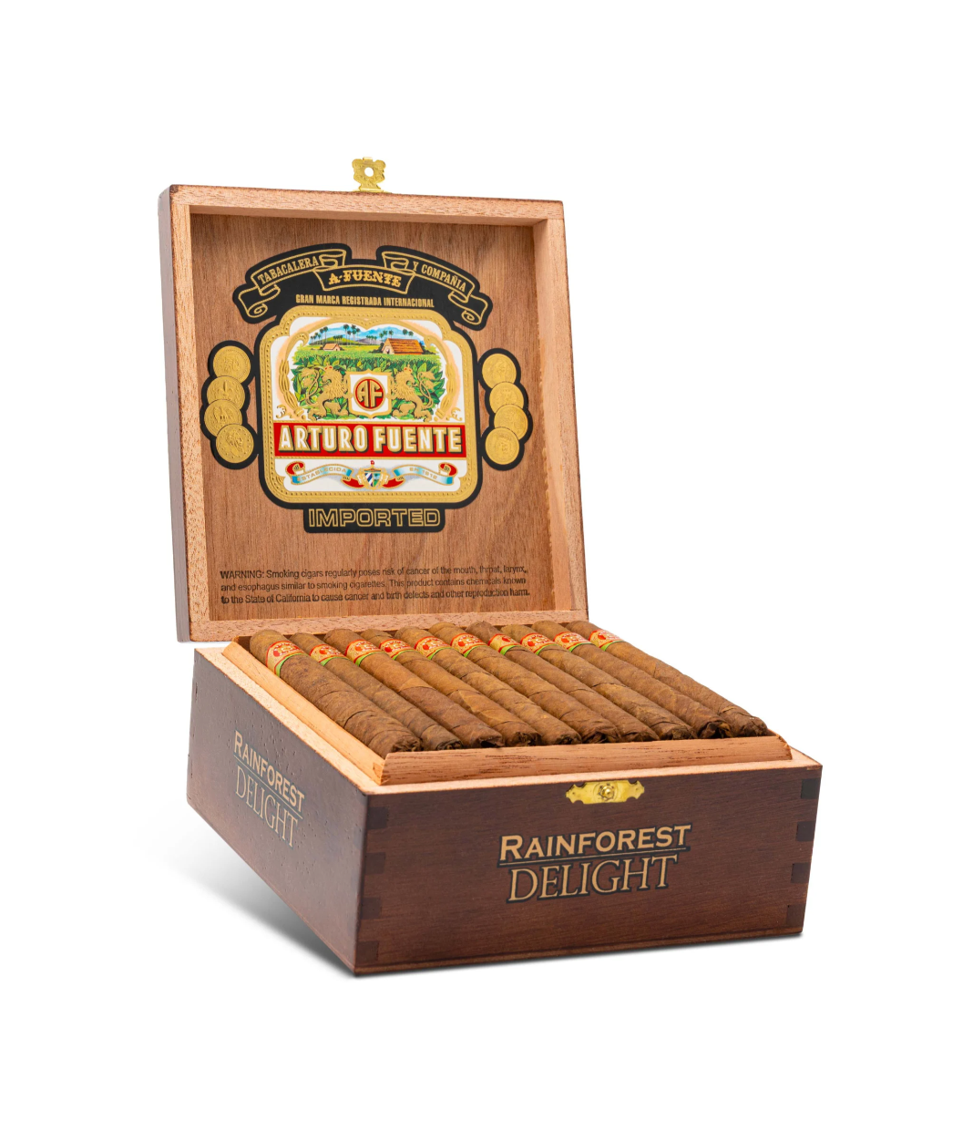 Arturo Fuente Rainforest Delight Cigar Box of 50 close-up from AuCigars, premium Cuban cigar