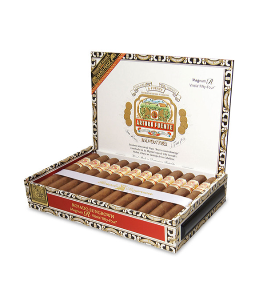 Arturo Fuente Rosado Magnum R 54 Cigar Box of 25 close-up from AuCigars, premium Cuban cigar