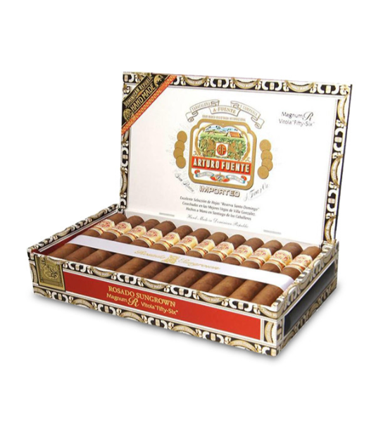 Arturo Fuente Rosado Magnum R 56 Cigar Box of 25 close-up from AuCigars, premium Cuban cigar