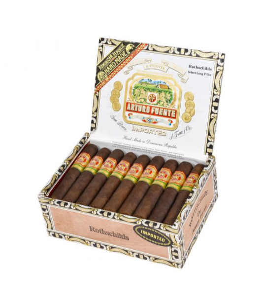 Arturo Fuente Rothschild Cigar Box of 25 close-up from AuCigars, premium Cuban cigar
