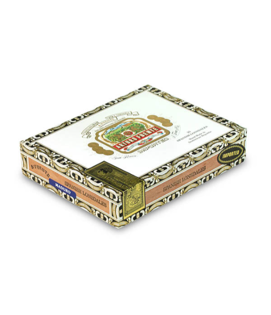 Arturo Fuente Spanish Lonsdale Maduro Cigar Box View 2 from AuCigars, premium Cuban cigar