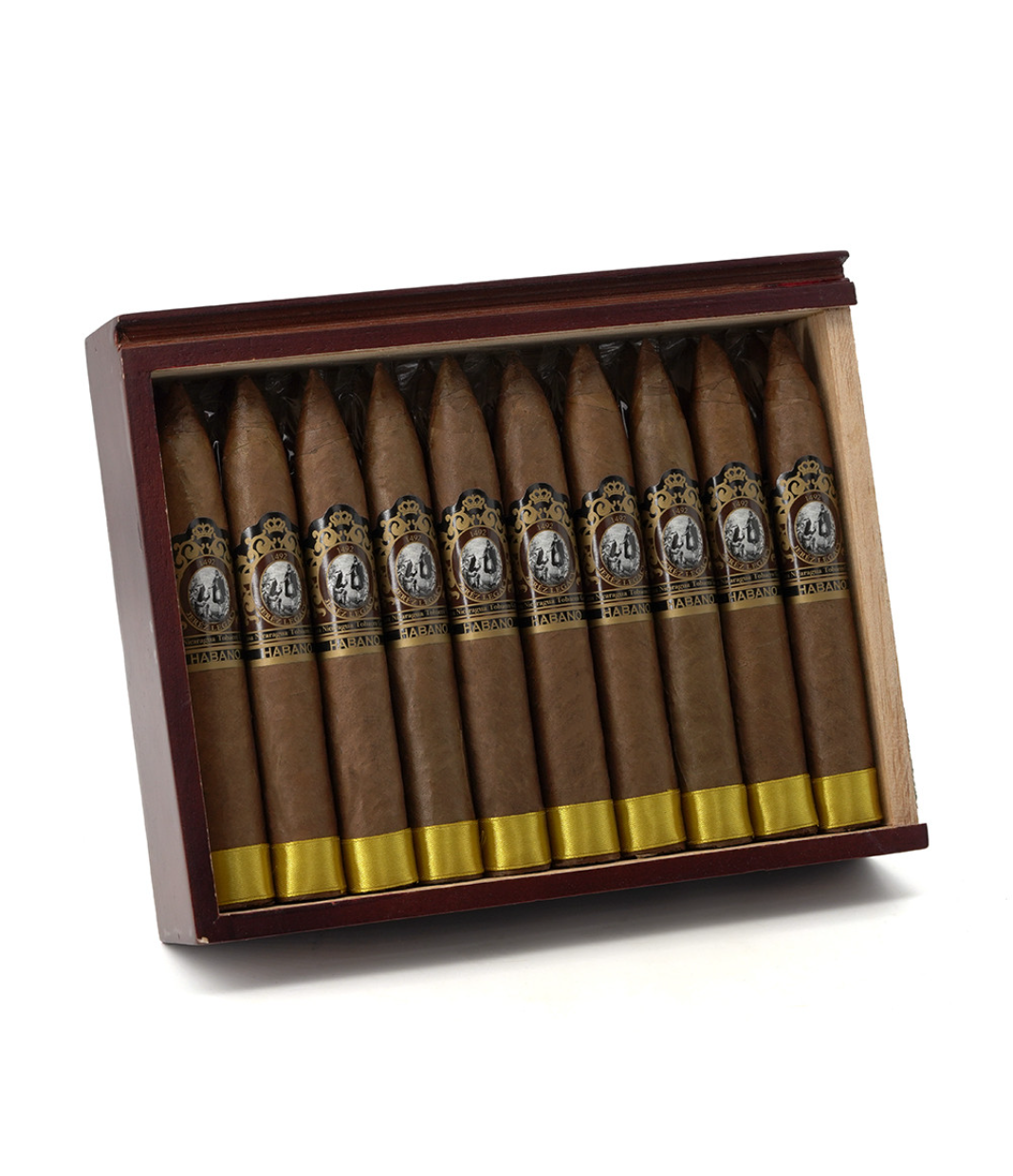 Casa Nicaragua 1492 Jerez Legacy Torpedo Cigar Box of 20 close-up from AuCigars, premium Cuban cigar