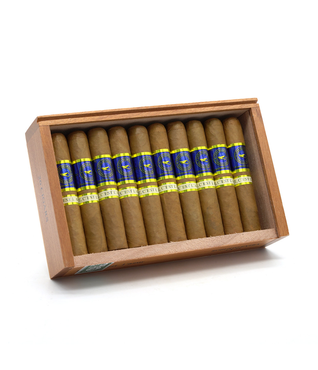 Casa Nicaragua Azul Robusto Extra Cigar Box of 20 close-up from AuCigars, premium Cuban cigar