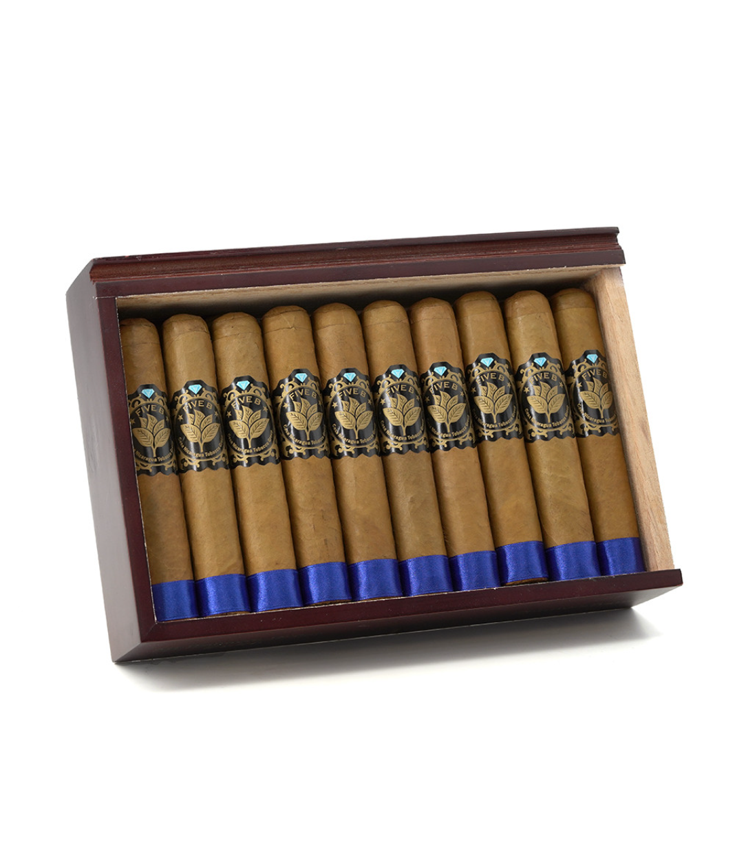 Casa Nicaragua Five B Robusto Extra Cigar Box of 20 close-up from AuCigars, premium Cuban cigar
