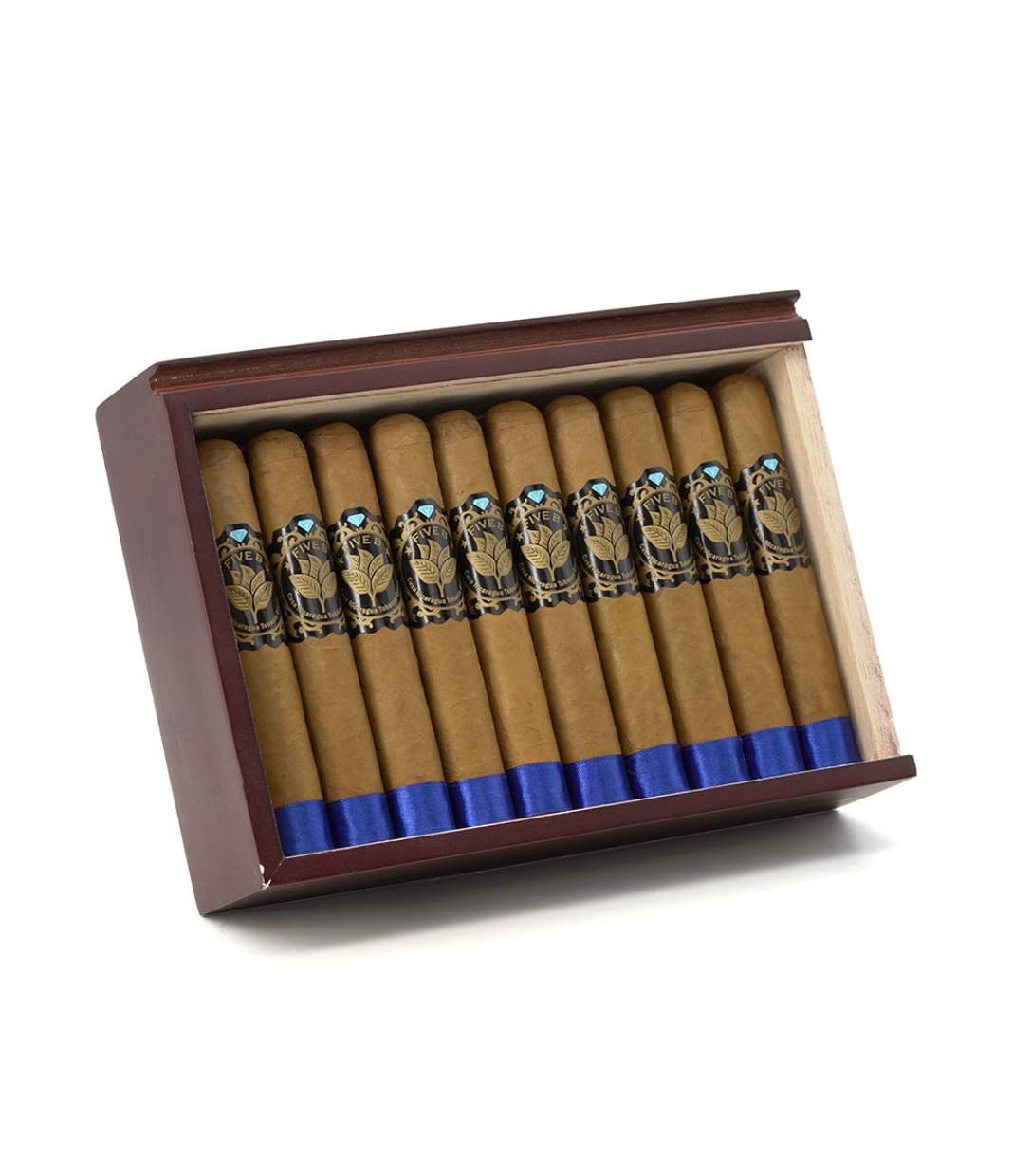 Casa Nicaragua Five B Robusto Cigar Box of 20 close-up from AuCigars, premium Cuban cigar