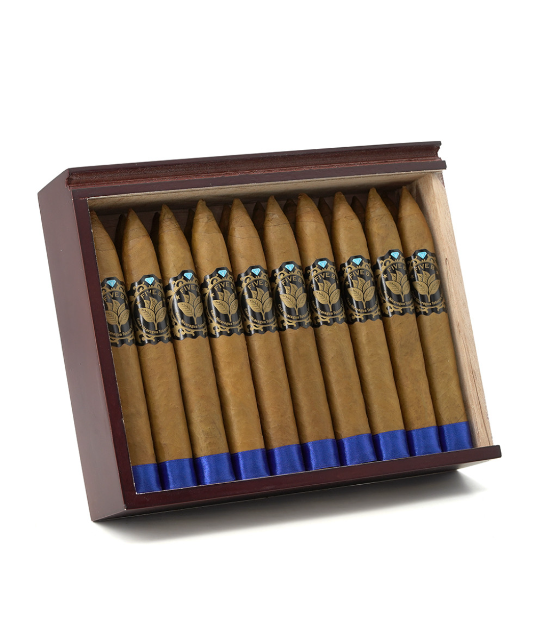 Casa Nicaragua Five B Torpedo Cigar Box of 20 close-up from AuCigars, premium Cuban cigar