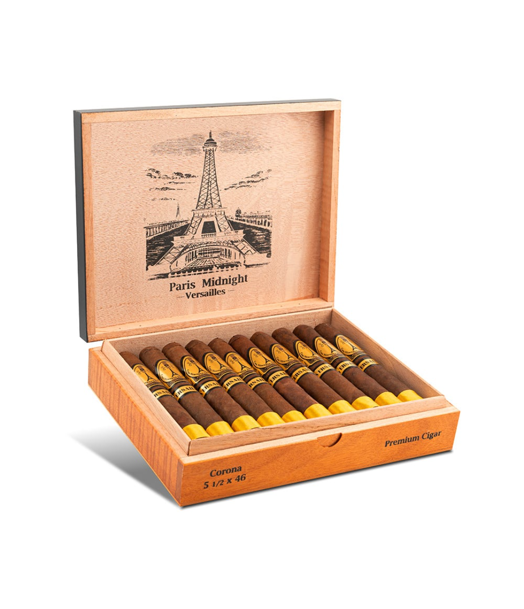 Casa Nicaragua Paris Midnight Versailles Corona Cigar Box of 20 close-up from AuCigars, premium Cuban cigar