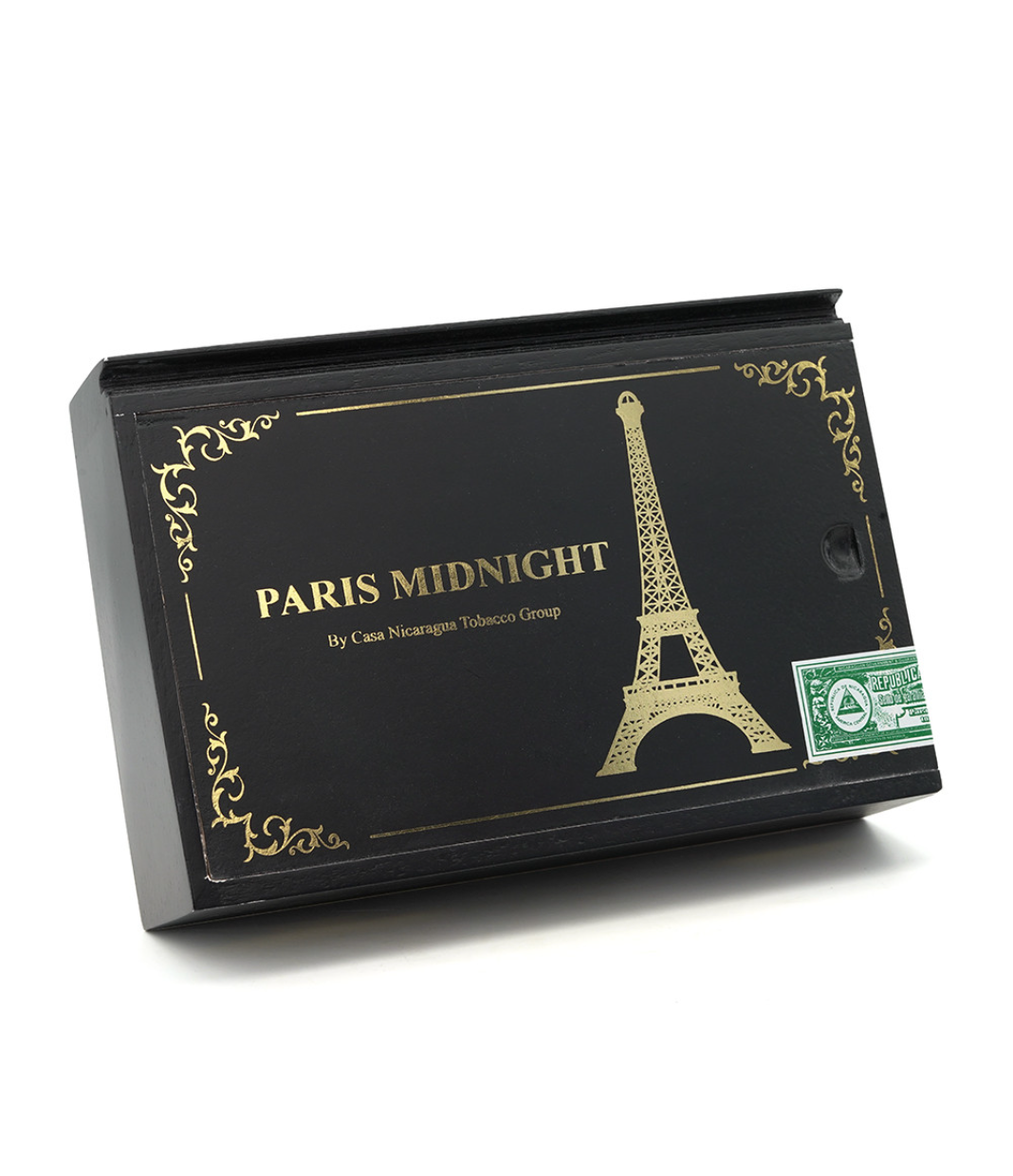 Casa Nicaragua Paris Midnight Robusto Extra Cigar Box View 3 from AuCigars, premium Cuban cigar