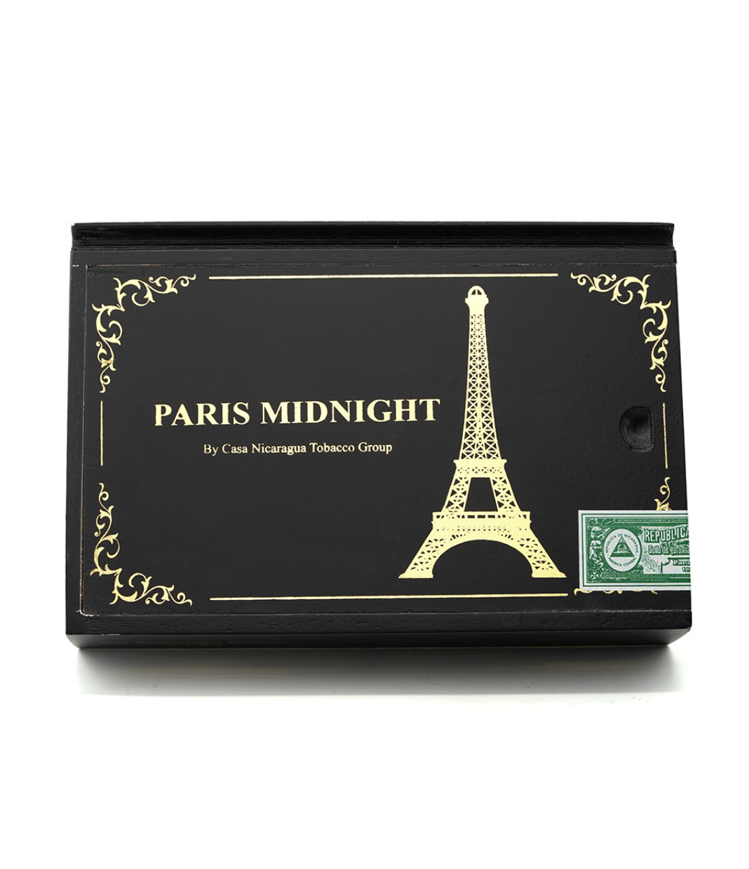 Casa Nicaragua Paris Midnight Robusto Extra Cigar Box View 4 from AuCigars, premium Cuban cigar
